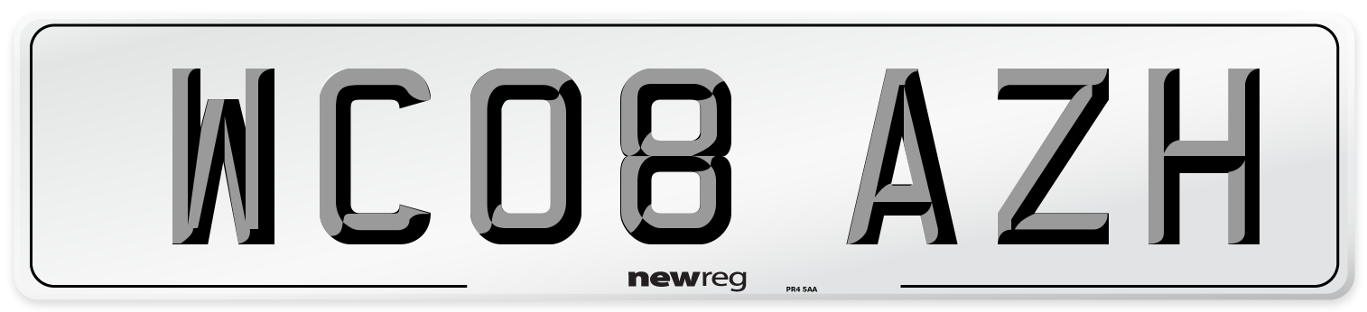 WC08 AZH Number Plate from New Reg